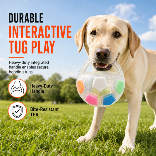 🔥Limited Half Price! Interactive Dog Soccer Ball Toy with Grab Tabs | Tough Bite-Proof Dog Football, Indoor & Outdoor Fetch Chew Toy for All Dog Breeds