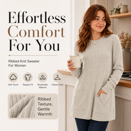 📢📢DISSCOUNT 50% & BUY 2 FREE SHIPPING!!💖2026 Autumn’s Sale ✨🍂Women's Cozy Mid-Length Ribbed Knit Top