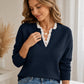 🌸Last day of the event——Hot Sale 50% OFF！！！💖Women's Mock Neck Lace Trim Knit Sweater