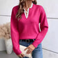 🌸Last day of the event——Hot Sale 50% OFF！！！💖Women's Mock Neck Lace Trim Knit Sweater