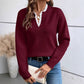 🌸Last day of the event——Hot Sale 50% OFF！！！💖Women's Mock Neck Lace Trim Knit Sweater
